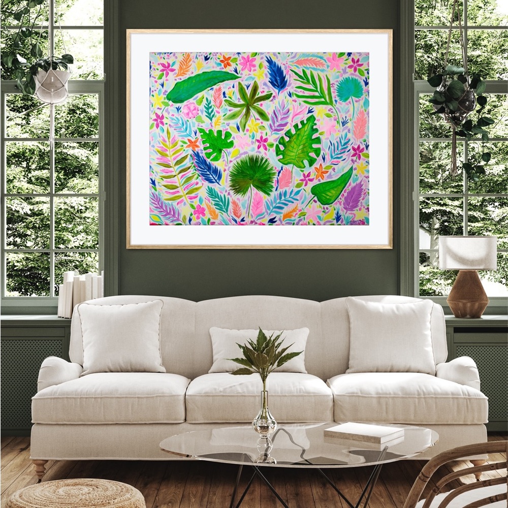 Palm Passion Tropical Plants Art Print Oil Painting botanical beach island decor - Picture 7 of 11